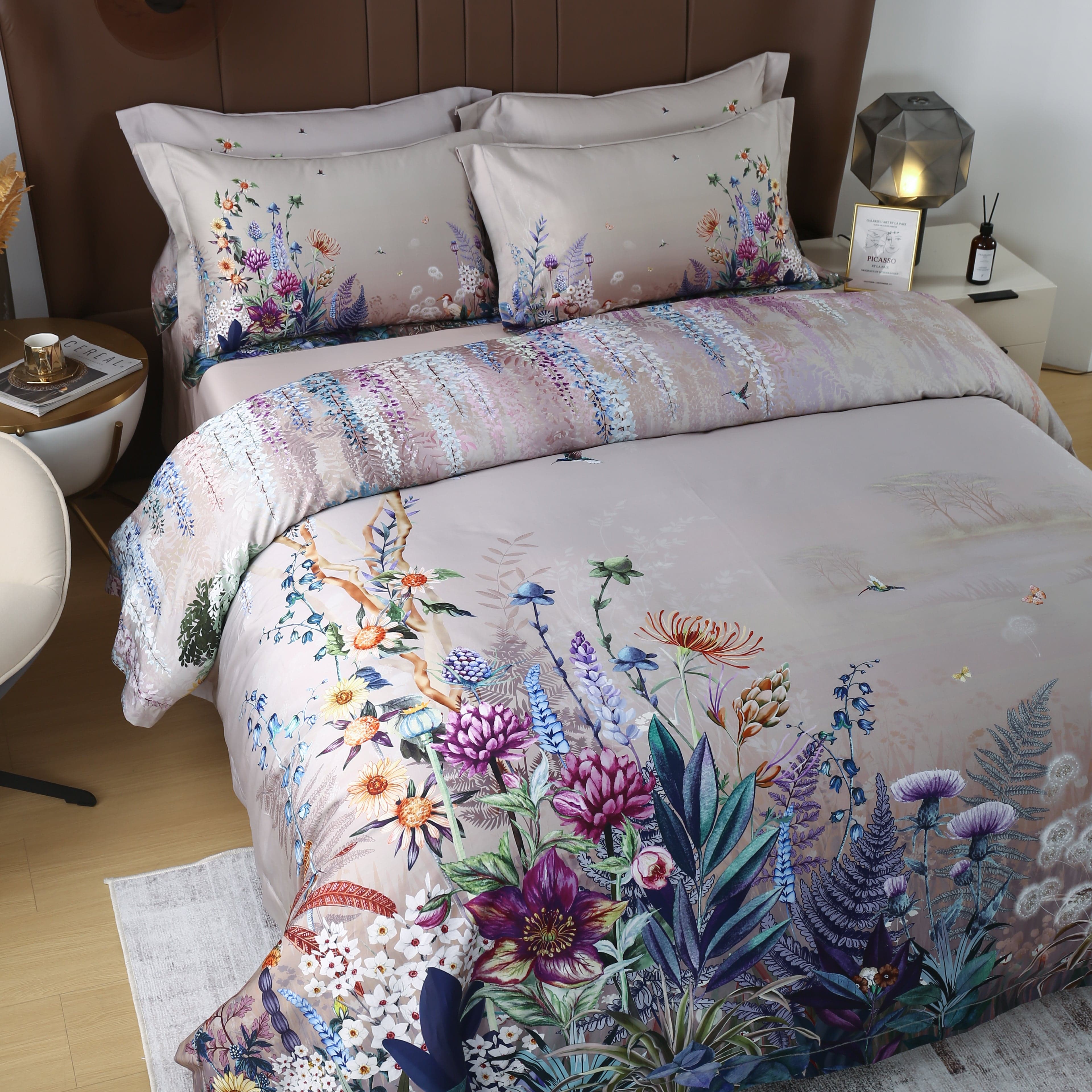 Purple Flowers - Bed Sheet