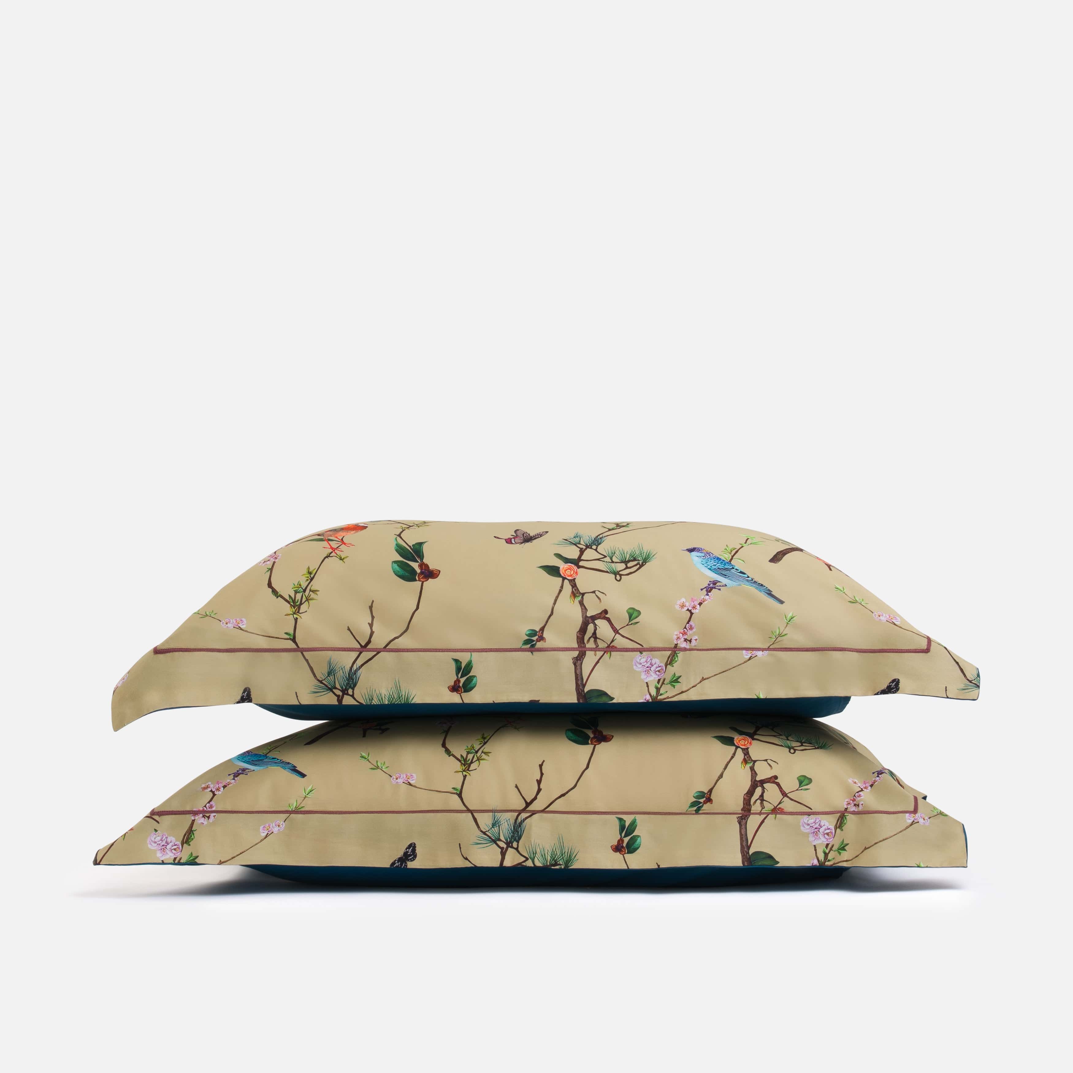 Birds and Flowers - Pillowcase Pair