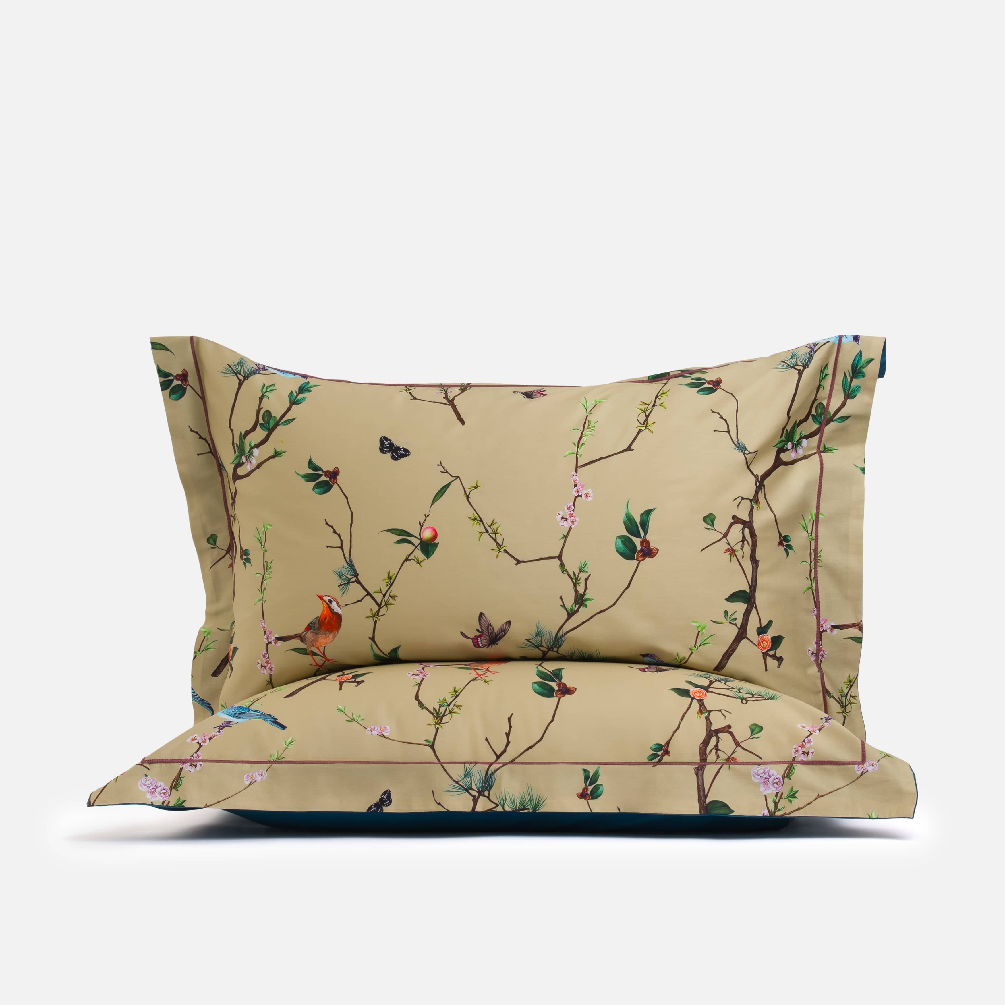 Birds and Flowers - Pillowcase Pair