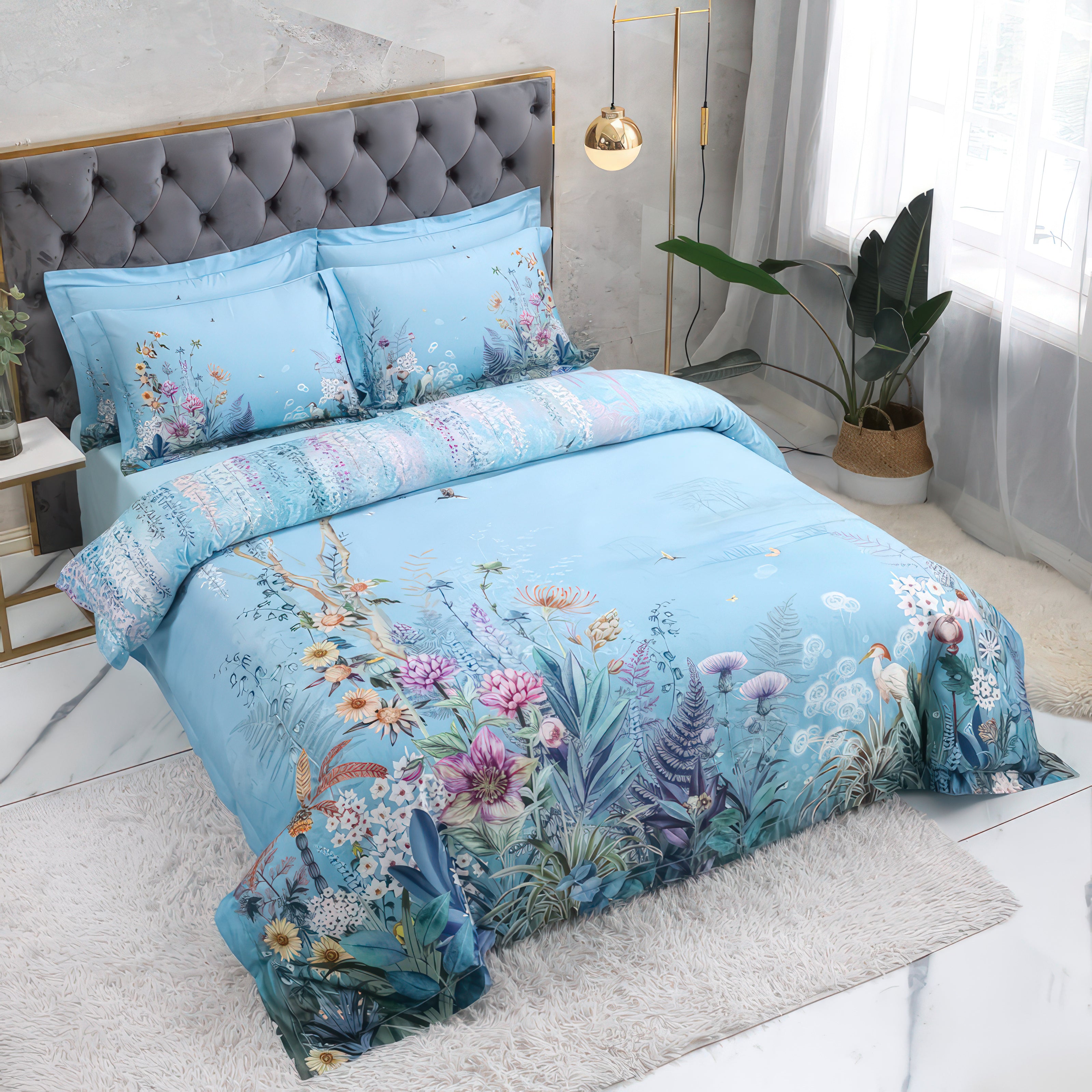 Indigo Flowers - Duvet Cover