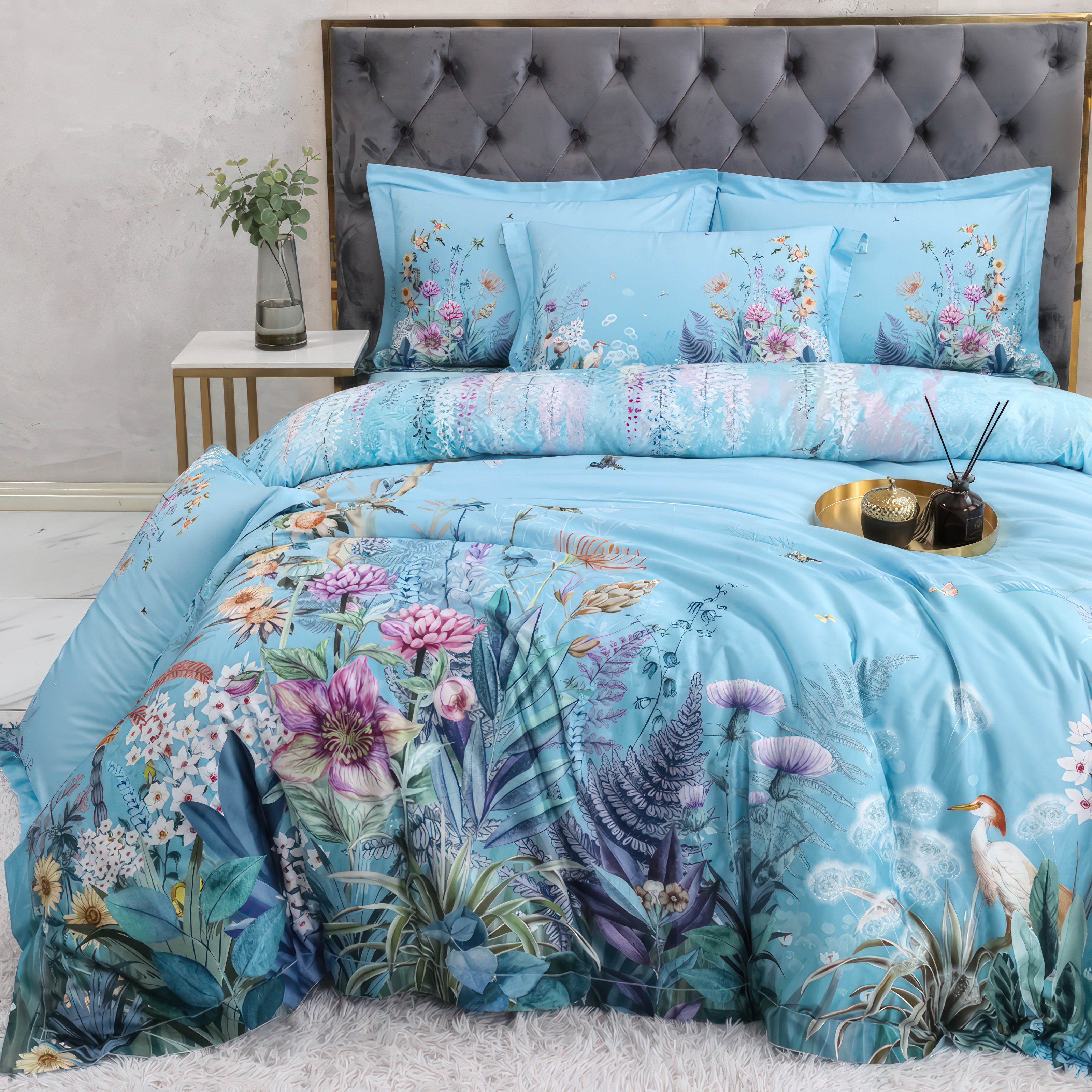 Indigo Flowers - Duvet Cover