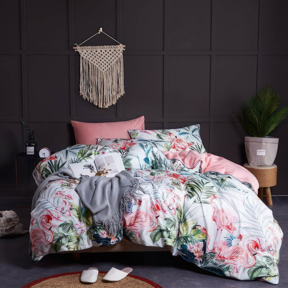 Delightful Cheerful Flamingo 3-Piece Quilted Bedding Set NCU0PD508