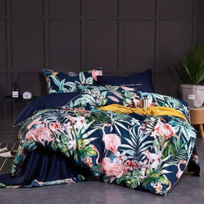 Paradise Flamingo Blue - Flat Sheet