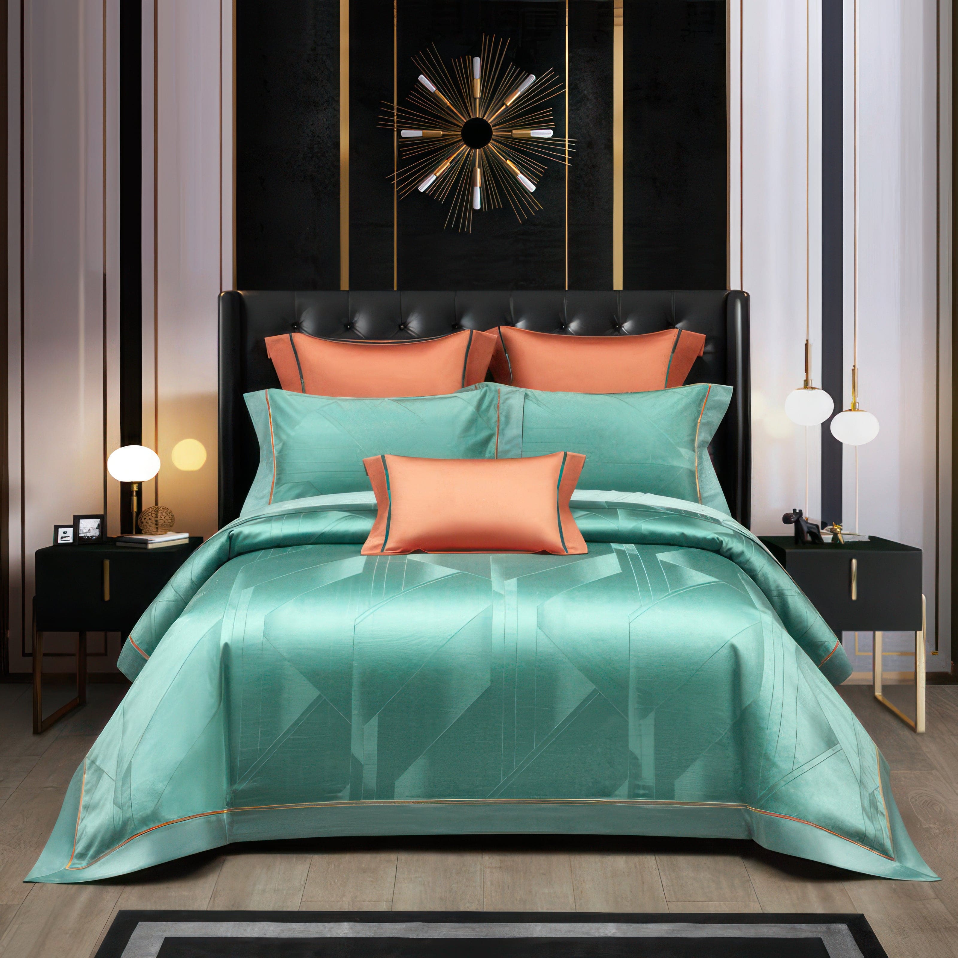 Teal Jacquard - Bedding Set