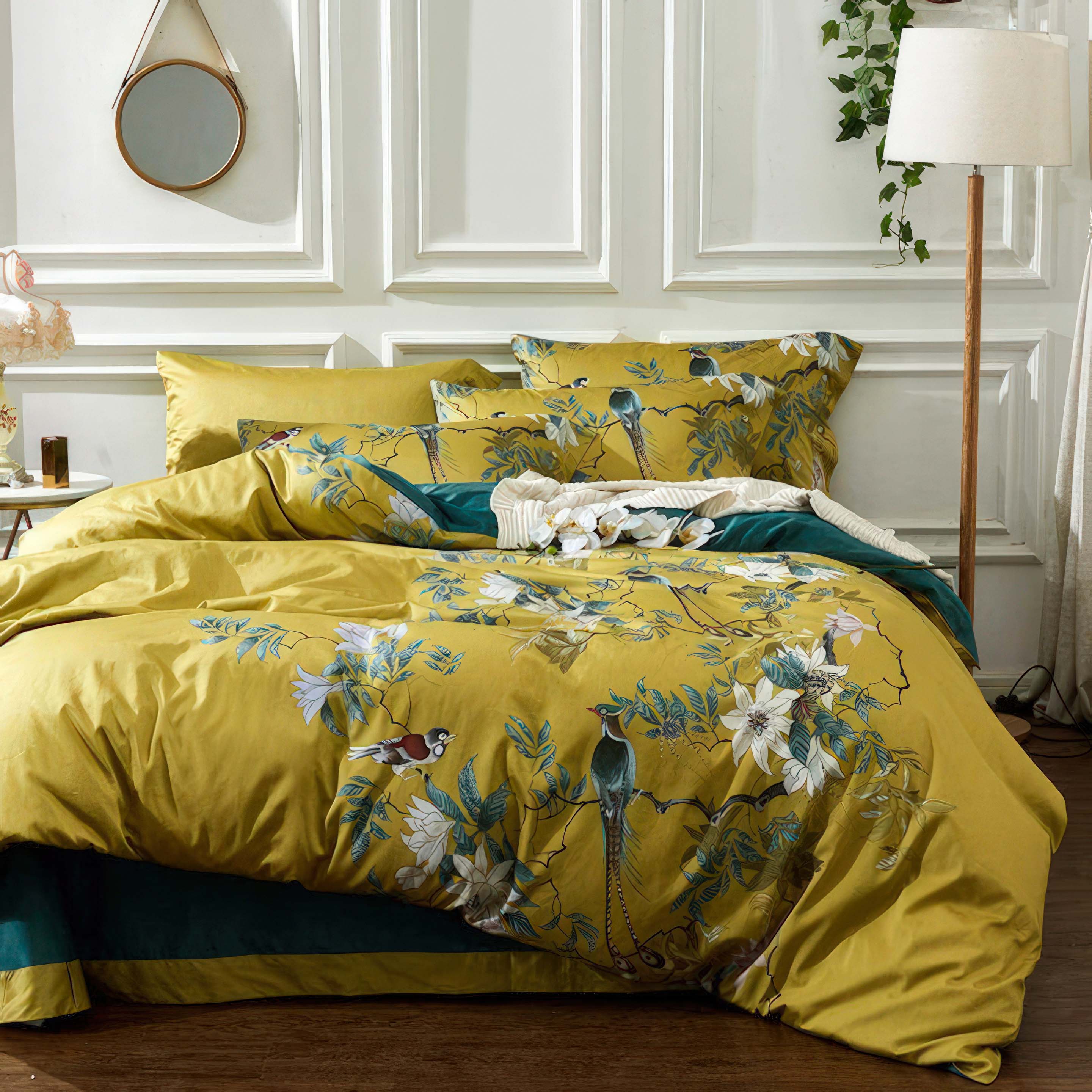 Golden Birds - Pillowcase Pair