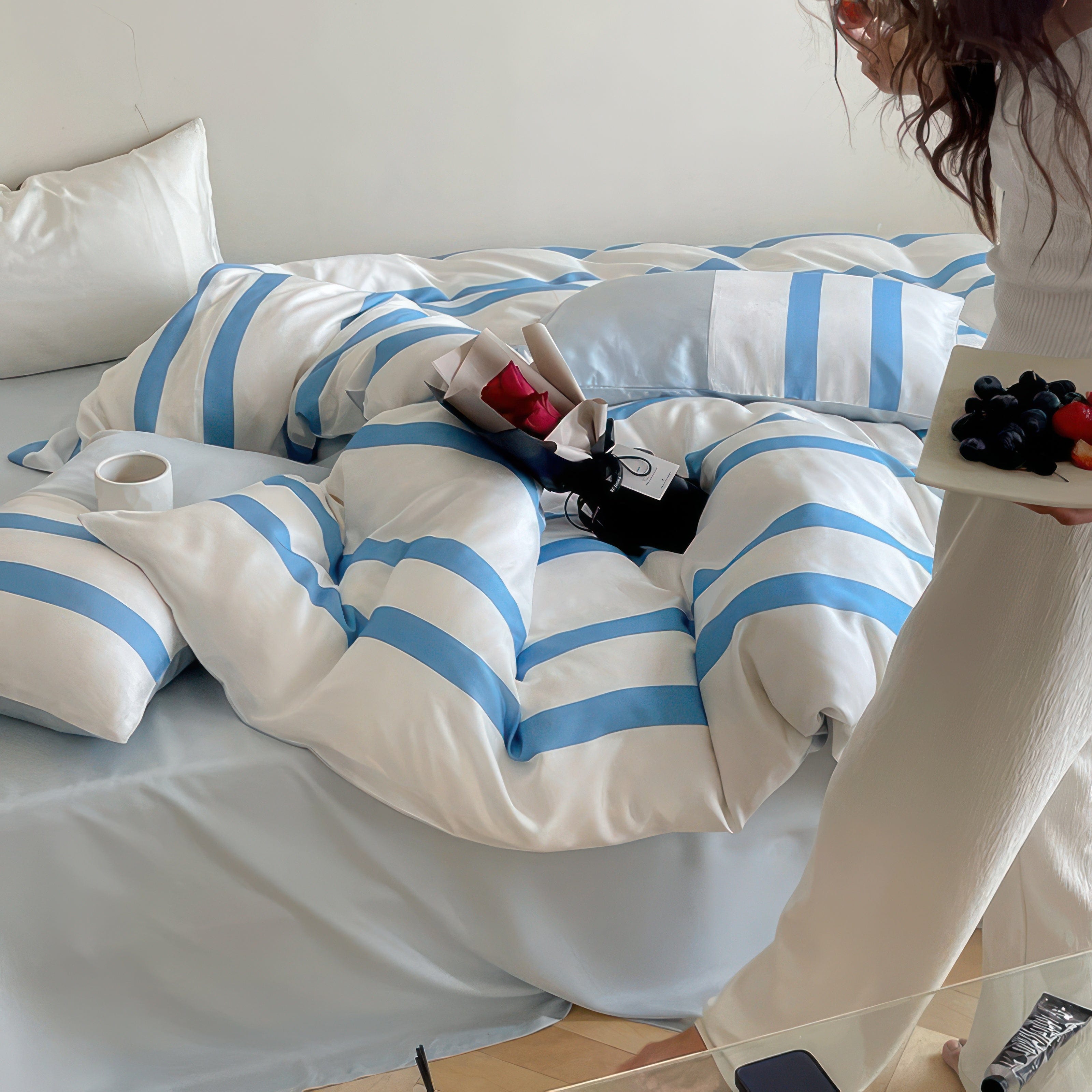 White Striped Comfort - Bedding Set